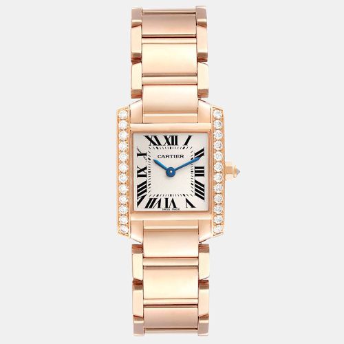 Diamonds 18K Rose Gold Tank Francaise WJTA0022 Women's Wristwatch 25 mm - Cartier - Modalova