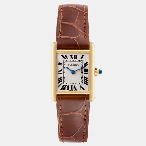 Tank Louis Small Yellow Gold Brown Strap Ladies Watch W1529856 29 x 22 mm - Cartier - Modalova