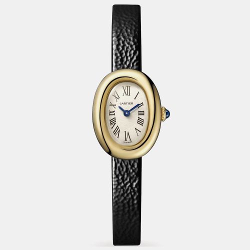 Black Leather 18k Yellow Gold Baignoire Quartz Women's Wristwatch 19mm - Cartier - Modalova