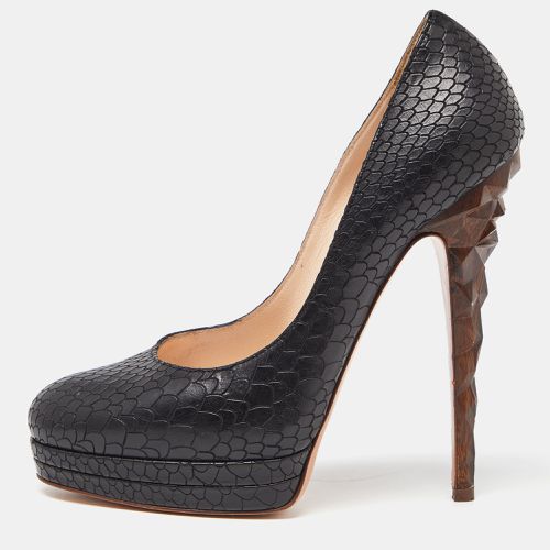 Python Embossed Leather Platform Pumps Size 36.5 - Casadei - Modalova