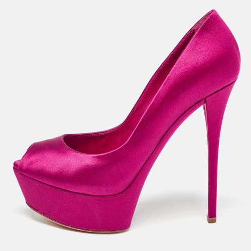 Satin Peep Toe Platform Pumps Size 36 - Casadei - Modalova