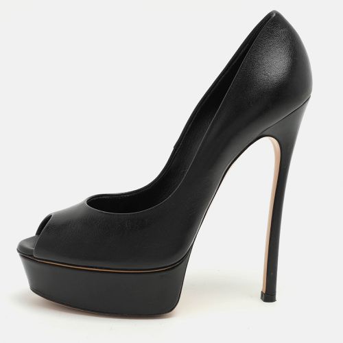 Leather Peep Toe Platform Pumps Size 39 - Casadei - Modalova