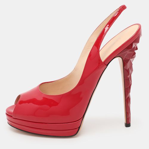 Patent Leather Slingback Platform Pumps Size 38 - Casadei - Modalova