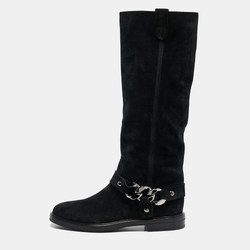 Suede Chain Detail Knee Length Boots Size 38.5 - Casadei - Modalova