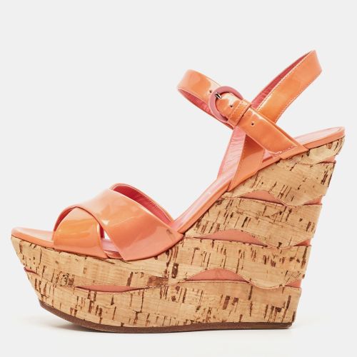 Patent Leather Cork Wedge Ankle Strap Sandals Size 38 - Casadei - Modalova