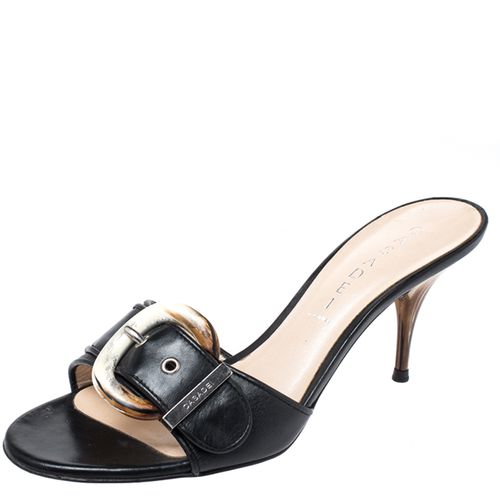 Leather Buckle Detail Slide Sandals Size 37.5 - Casadei - Modalova