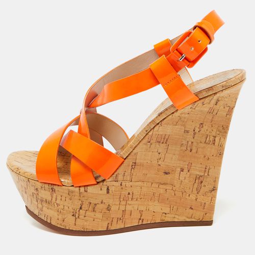 Neon Patent Leather Cork Platform Wedge Sandals Size 38 - Casadei - Modalova