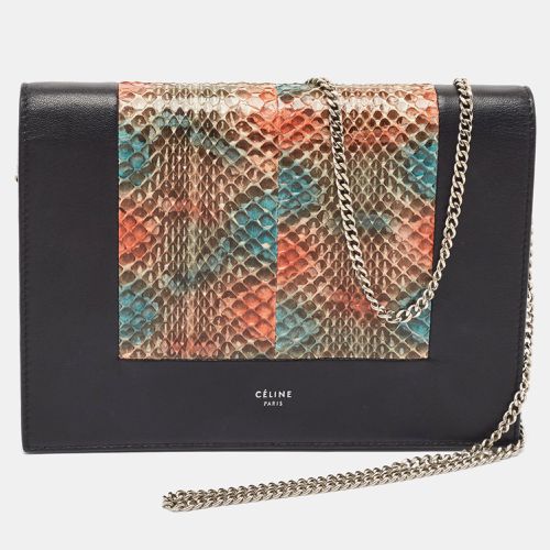 Snakeskin and Leather Frame Chain Clutch - Celine - Modalova