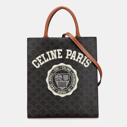 Small Triomphe Coated Canvas Paris Print Vertical Cabas - Celine - Modalova