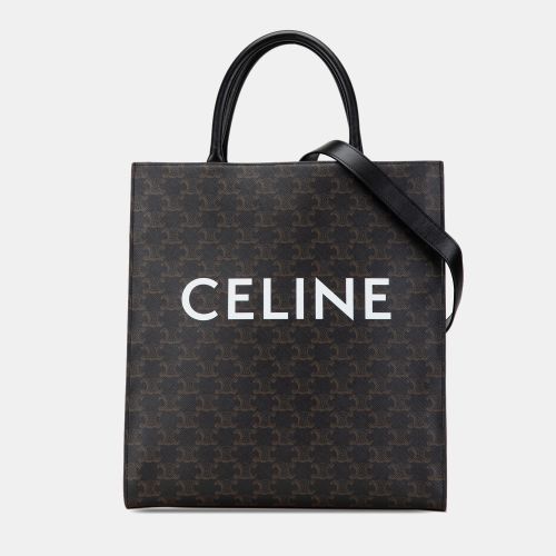 Medium Triomphe Coated Canvas Vertical Cabas Satchel - Celine - Modalova