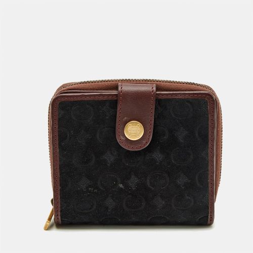 Black/Burgundy Macadam Suede and Leather Zip Around Compact Wallet - Celine - Modalova