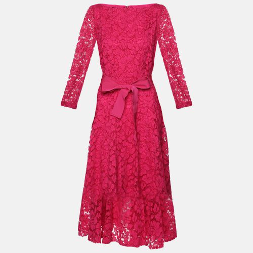 Floral Lace Belted Midi Dress M - CH Carolina Herrera - Modalova