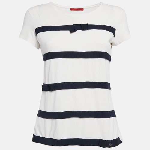 Blue Striped Cotton Bow Details T-Shirt S - CH Carolina Herrera - Modalova