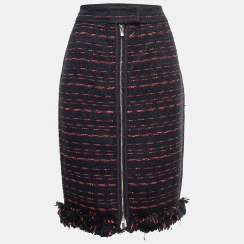 Tweed Zip Front Fringed Knee Length Skirt M - CH Carolina Herrera - Modalova