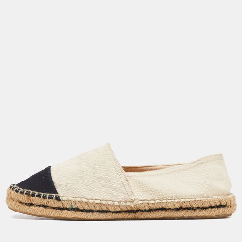 Off White/Black Canvas Cap Toe Flat Espadrilles Size 38 - CH Carolina Herrera - Modalova