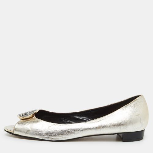 Leather Logo Peep-Toe Ballet Flats Size 38 - CH Carolina Herrera - Modalova