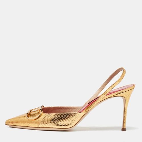 Python Embossed Leather Slingback Pumps Size 41 - CH Carolina Herrera - Modalova