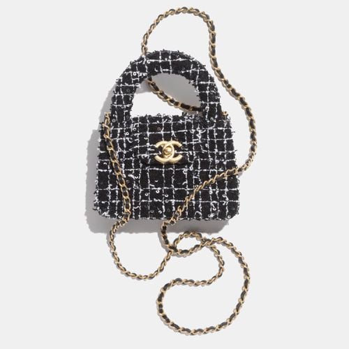 White & Silver Tweed Nano Kelly Shopper Bag - Chanel - Modalova