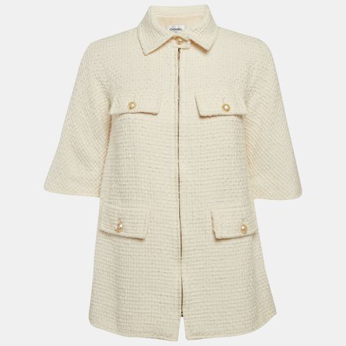 Textured Cotton Pearl Button Detail Zip-Up Jacket M - Chanel - Modalova