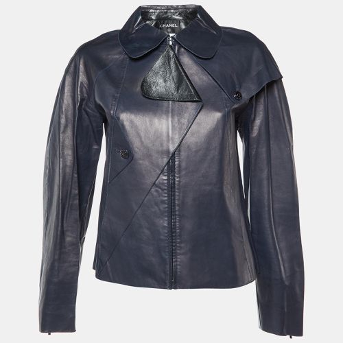 Leather Zip-Up Button Detail Jacket M - Chanel - Modalova