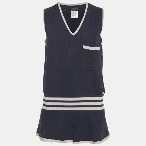 Patterned Cotton Knit Flared Long Vest M - Chanel - Modalova