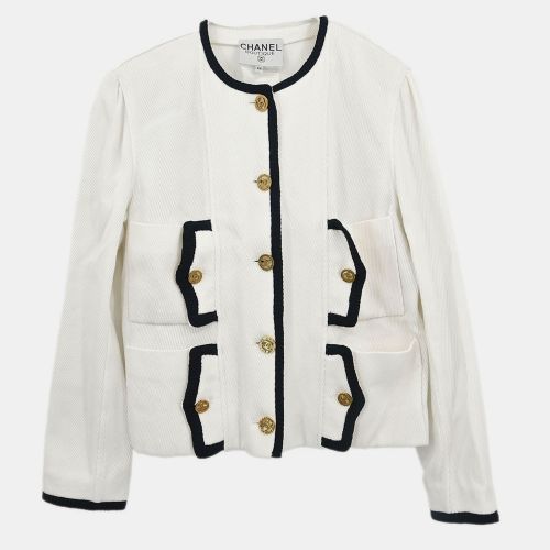 Single Breasted Collarless Jacket Size L - Chanel - Modalova