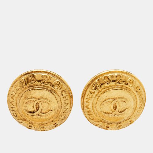 CC Medallion Tone Clip On Earrings - Chanel - Modalova