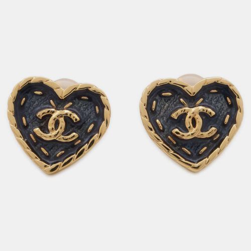 Blue Metal Heart Earring - Chanel - Modalova