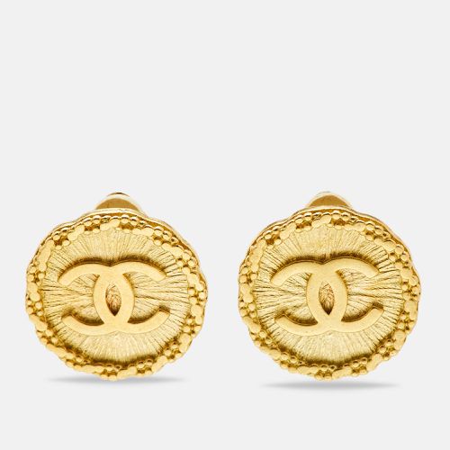 CC Vintage Tone Clip on Earrings - Chanel - Modalova