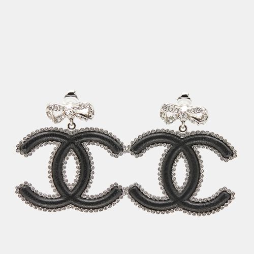 CC Composite Crystals Silver Tone Dangle Earrings - Chanel - Modalova