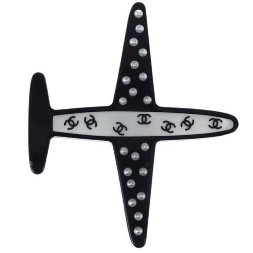 Chanel Black Airplane Brooch Pin - Chanel - Modalova