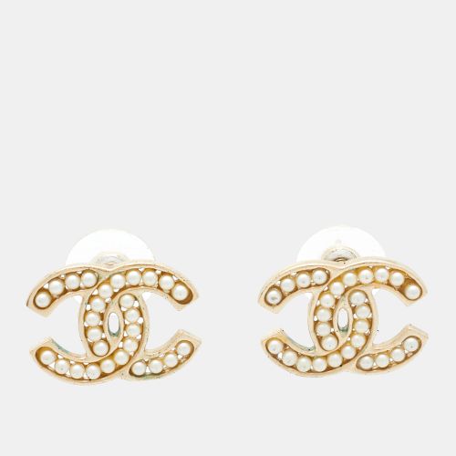 CC Faux Pearl Tone Stud Earrings - Chanel - Modalova