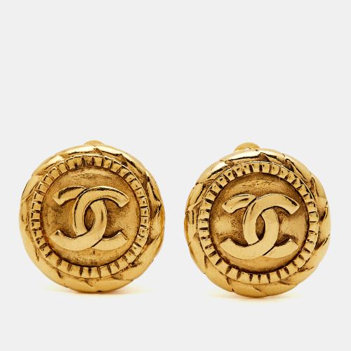 Chanel CC Gold Tone Earrings - Chanel - Modalova