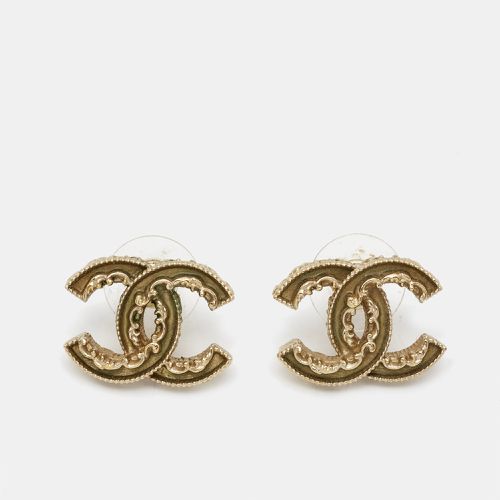 Chanel CC Enamel Gold Tone Earrings - Chanel - Modalova