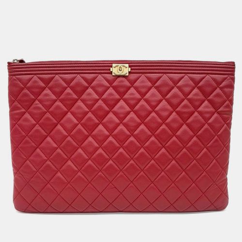 Quilted Lambskin Large Boy Zip Pouch - Chanel - Modalova