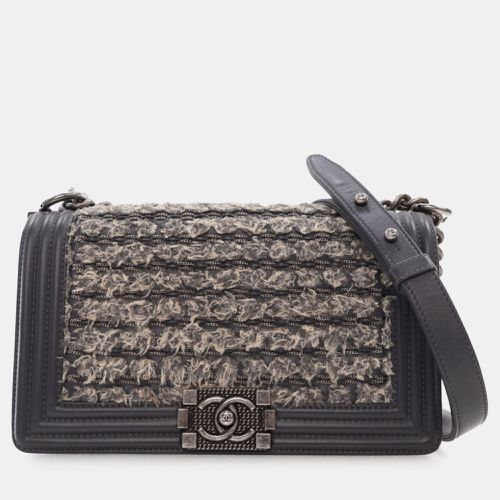 Gray Tweed and Calfskin Leather Medium Braided Boy Flap Bag - Chanel - Modalova