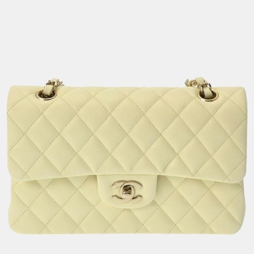 Light Yellow Caviar Skin Matelasse Chain Shoulder 23cm W Flap Bag - Chanel - Modalova