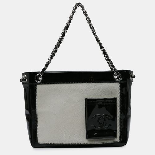 Black Patent and Pony Hair Pocket Small Tote Bag - Chanel - Modalova