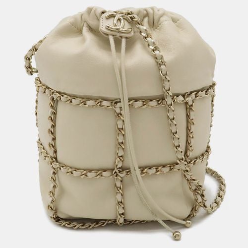 Ivory Lambskin Leather Coco Mark Chain Shoulder Bag - Chanel - Modalova