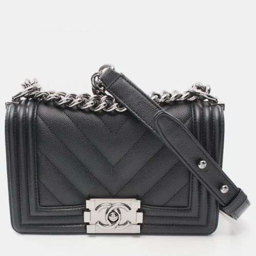 Boy Small Chevron V-Stitch Caviar Skin (Grained Calf) Shoulder Bag - Chanel - Modalova