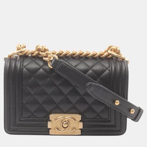 Leather Grained Calfskin Boy Small Chevron V-Stitch Shoulder Bag - Chanel - Modalova