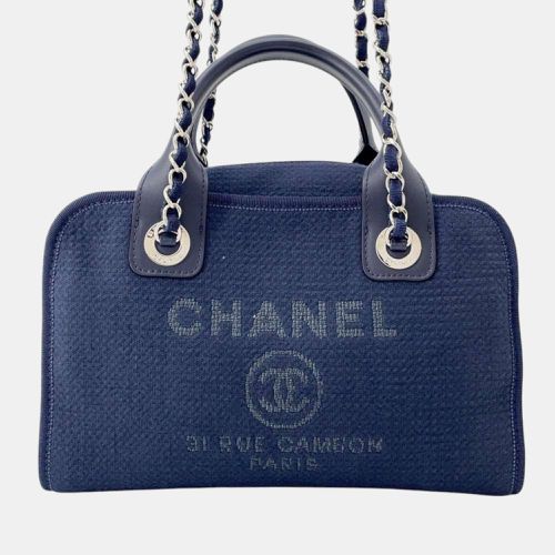 Navy Canvas Leather Deauville Chain Bag - Chanel - Modalova