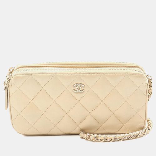 Quilted Iridescent Lambskin Double Zip Pearl Clutch On Chain - Chanel - Modalova