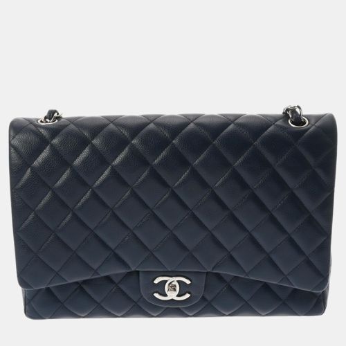 Black Caviar Leather Classic Double Flap Maxi Shoulder Bag - Chanel - Modalova