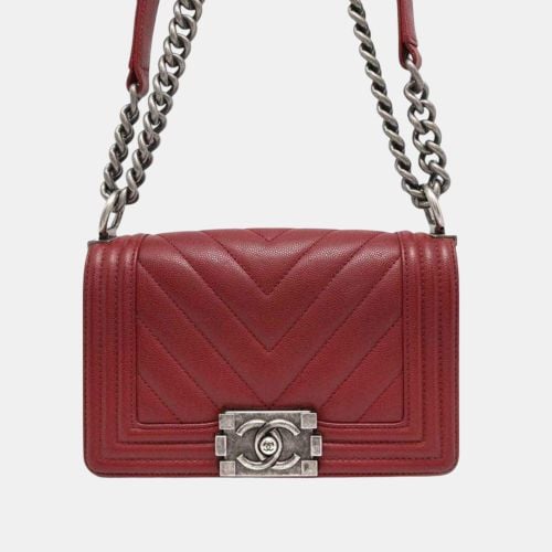 Chevron Quilted Caviar Small Boy Flap Bag - Chanel - Modalova