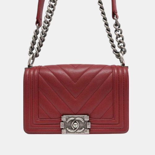 Small Chevron Quilted Caviar Boy Flap Bag - Chanel - Modalova