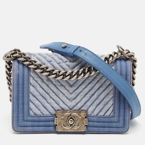 Chevron Quilted Denim Small Boy Flap Bag - Chanel - Modalova