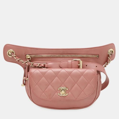 Matelasse Coco Mark Belt Bag Body Chain Shoulder Leather - Chanel - Modalova