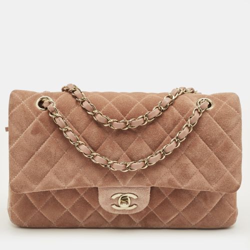 Beige Quilted Suede Medium Classic Double Flap Bag - Chanel - Modalova