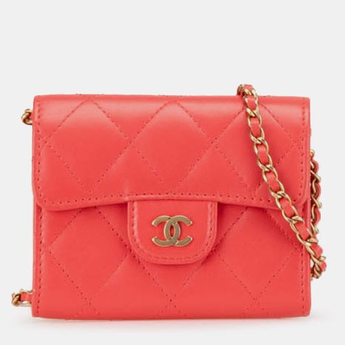 Quilted Lambskin Flap Card Holder on Chain - Chanel - Modalova